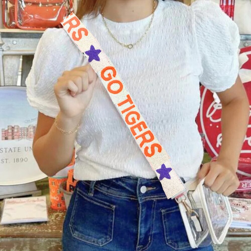 Clemson Beaded Purse Strap | Clemson Game Day Outfit | Go Tigers Beaded Strap